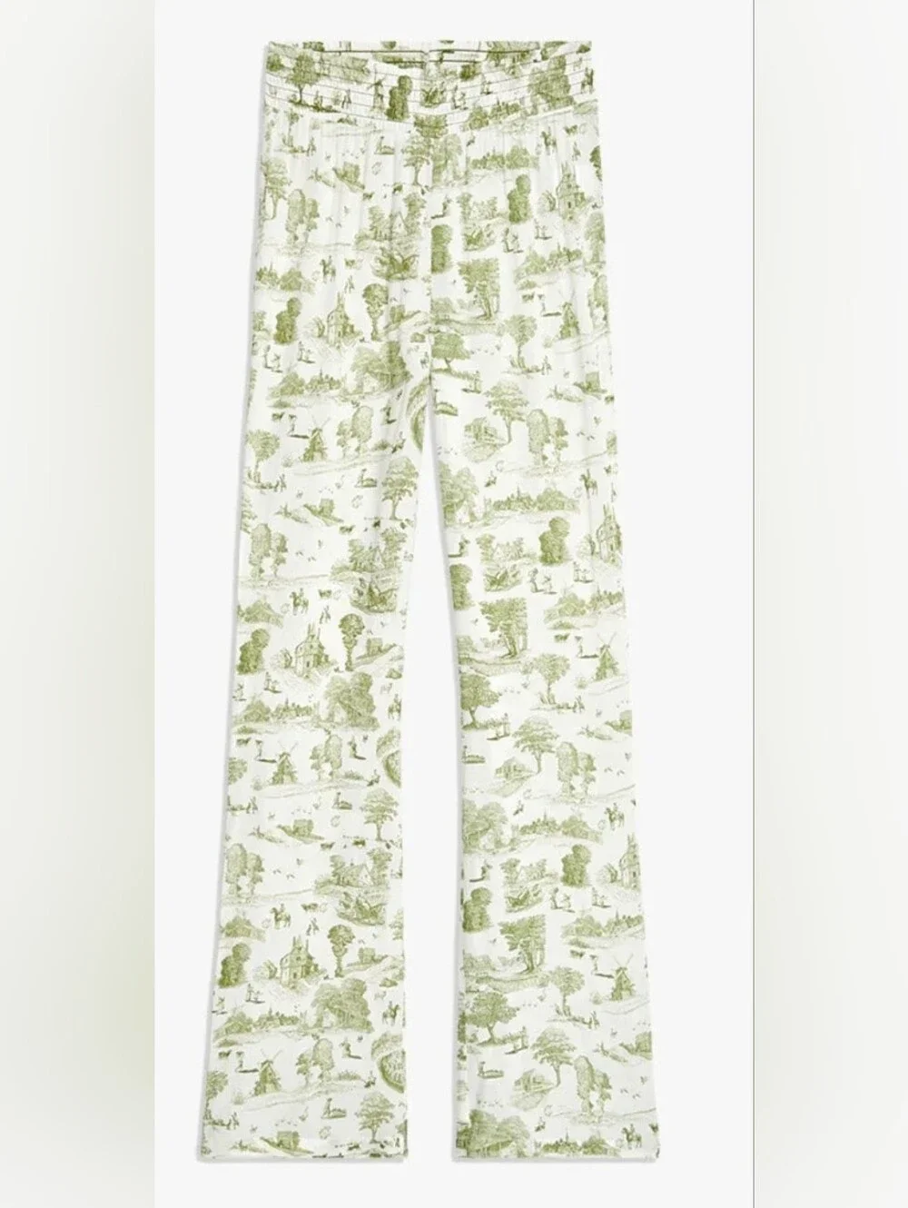 WeWoreWhat Smocked Vintage Toile Flare Pants - Picture 1 of 6